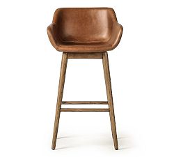 Open Box: Rosanna Leather Swivel Bar Stool (30"H) - Sonoma Chestnut, Amber Ash Frame