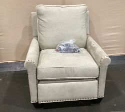 Open Box: Tyler Roll Arm Recliner with Nailheads (38") - Performance Suede Stone, Espresso Feet