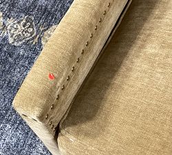 Open Box: Tyler Square Arm Upholstered Tall Armchair with Nailheads (37") - Performance Luxe Chenille Golden Wheat, Espresso