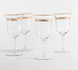 Gold Rim Wine Glasses - Set of 4