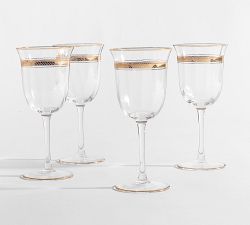 Gold Rim Wine Glasses - Set of 4