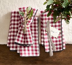 Baxter Gingham Marrow Edge Cotton Napkins - Set of 4