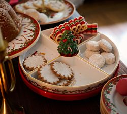 Nostalgic Christmas Icon Stoneware Multi-Sectional Lazy Susan