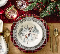 Vintage Christmas Stoneware Dinner Plates - Set of 4