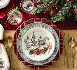 Vintage Christmas Stoneware Dinner Plates - Set of 4