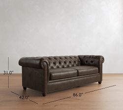 Chesterfield Roll Arm Leather Sleeper Sofa (86")