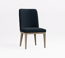 Open Box: Layton Grand Upholstered Dining Chair - Performance Heathered Basketweave Navy, Seadrift Legs