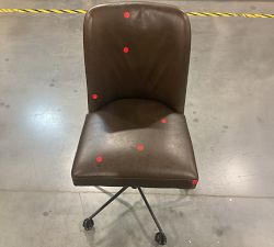 Open Box: Layton Leather Swivel Desk Chair - Vintage Cocoa, Bronze Base