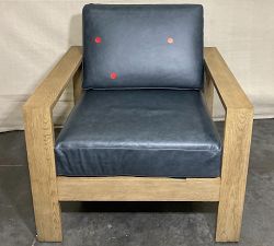 Open Box: Malibu Leather Accent Chair - Statesville Indigo, Gray Wash