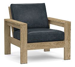 Open Box: Malibu Leather Accent Chair - Statesville Indigo, Gray Wash