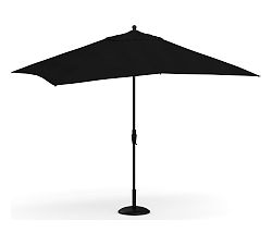 Open Box: Rectangular Metal Umbrella (10') - Sunbrella® Black, Aluminum Black Tilt Pole