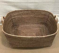 Open Box: Tava Handwoven Rattan Basket With Hoop Handles, Large (31"W x 14"H) - Natural