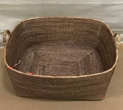 Open Box: Tava Handwoven Rattan Basket With Hoop Handles, Large (31"W x 14"H) - Natural