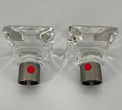 Open Box: Glass Square Finial (1.25" Diam), Set of 2 - Pewter