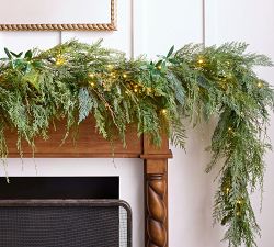 Faux Lit Weeping Pine Garland