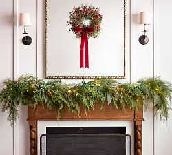 Faux Lit Weeping Pine Garland