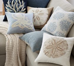 Coral Embroidered Pillow Cover