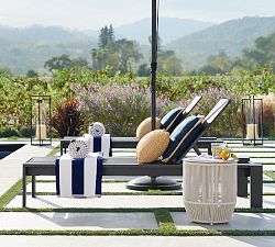 Malibu Metal Stackable Outdoor Single Chaise Lounge, Set of 2
