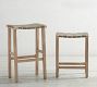 Fenton Woven Backless Leather Bar &amp; Counter Stools