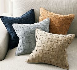 Basketweave Suede Pillow Cover