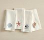 Enchanted Sea Embroidered Icon Cotton Napkins - Mixed Set of 4