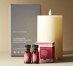 Flameless Oil Diffuser Pillar Candle with Remote + Scented Oil Set