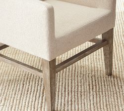 Classic Upholstered Dining Armchair with Stretcher