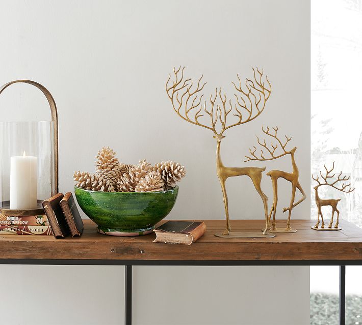 Brass Sculpted Reindeer - Festive Decor | Pottery Barn