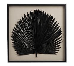 Open Box: Palm Leaf Shadow Box Art, Black Palm - Black Frame
