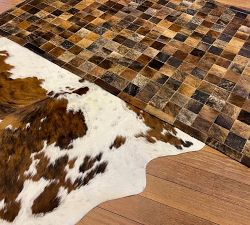 Lea Block Cowhide Leather Rug