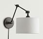 Linen Drum Shade Plug-In Articulating Sconce (15'')