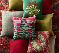 Elliot Tree Plaid Embroidered Pillow Cover