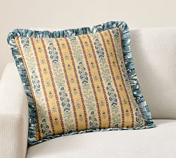 Maia Reversible Floral Striped Pillow Cover