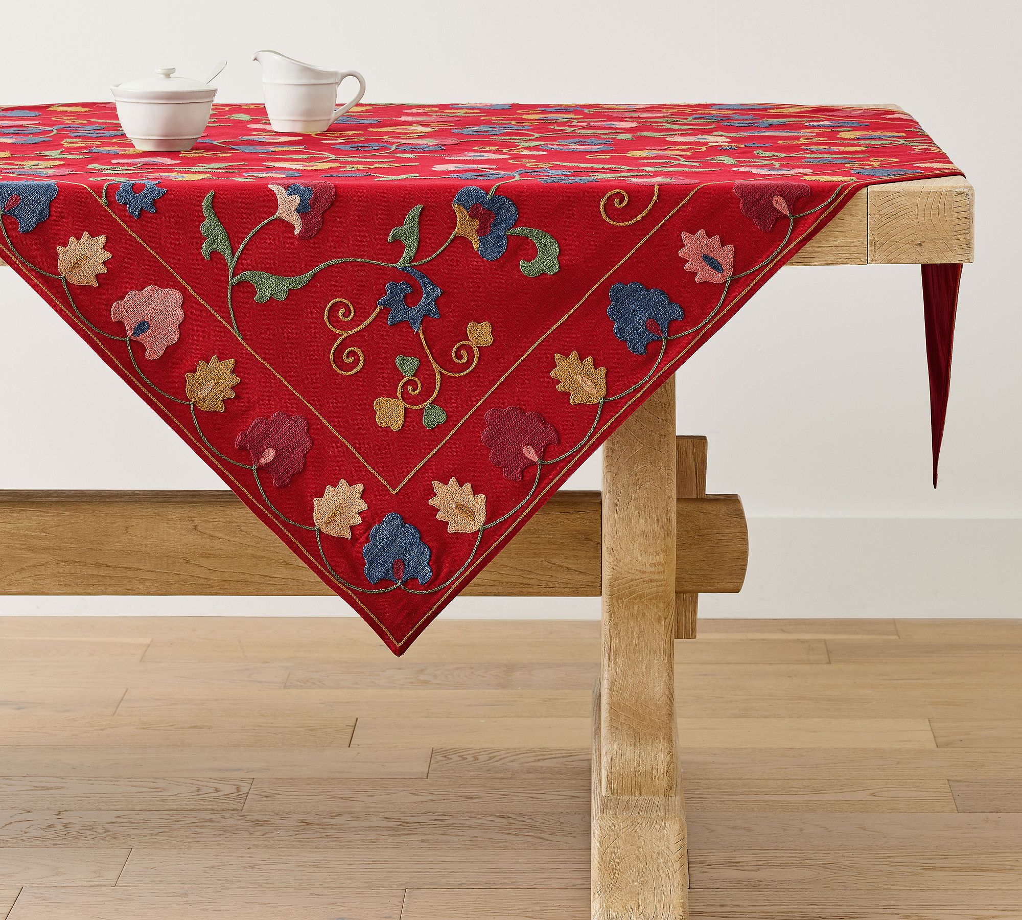 Mazie Embroidered Suzani Cotton Table Throw
