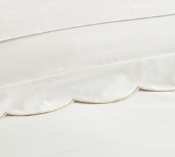 Scalloped Embroidered Percale Duvet Cover