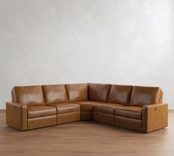 PB Comfort Modern Square Arm Leather Power Reclining L-Shaped Sectional (120")