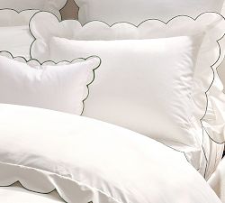 Scalloped Embroidered Percale Duvet Cover