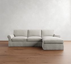 PB Comfort Roll Arm Slipcovered Chaise Sleeper Sectional (112")