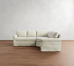 York Roll Arm Slipcovered 3-Piece Wedge Sleeper Sectional (119")