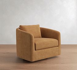 Open Box: Remmy Leather Swivel Armchair (39"W) - Nubuck Camel