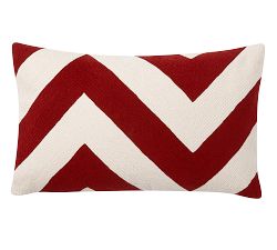 Chevron Crewel Embroidered Lumbar Pillow Cover