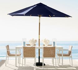 Round Teak Umbrella with Brass Accents (9')