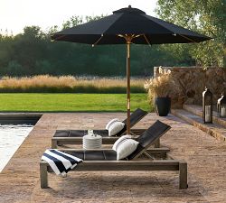 Round Teak Umbrella with Brass Accents (9')