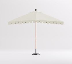 Scalloped Round Eucalyptus Umbrella with Brass Accents (9')