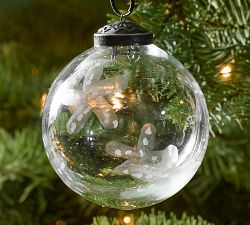 Glass Ball With Etched Shell Ornament