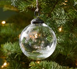 Glass Ball With Etched Shell Ornament