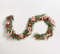 Faux Lit Peppermint Pine Garland