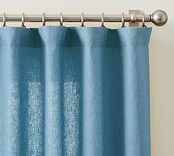 Open Box: Belgian Flax Linen Unlined Curtain (50"W x 84"L) - Riviera Blue