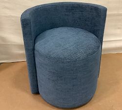 Open Box: Balboa Upholstered Accent Chair - Performance Heathered Tweed Indigo, Black Metal Casters