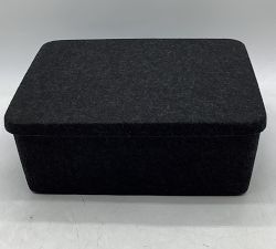 Open Box: Felt Sculpted Bins with Lids, Large (12"D x 15"W x 6"H), Set of 3 - Charcoal